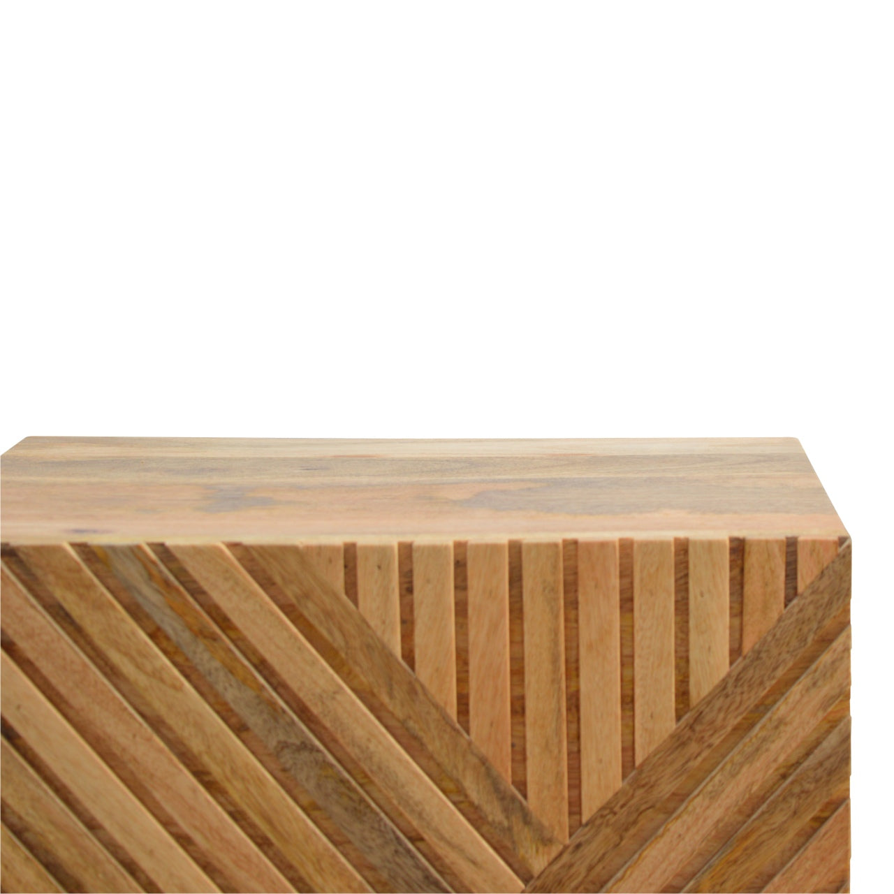 Orvieto Line Carved Natural Mango Wood 2 Drawer Bedside Table