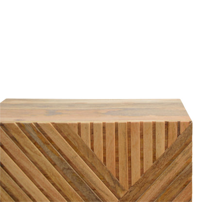 Orvieto Line Carved Natural Mango Wood 2 Drawer Bedside Table