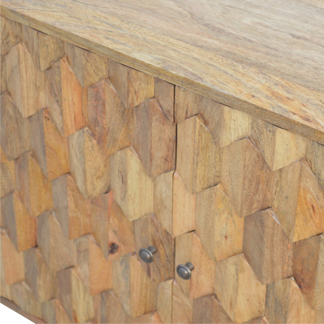 Otranto Pineapple Mango Wood Carved Cabinet 2 Drawers