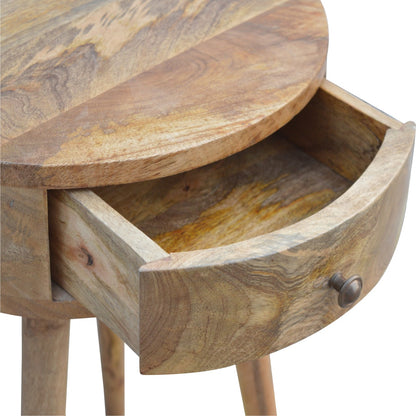 Gradara Nordic Round Mango Wood Bedside Table