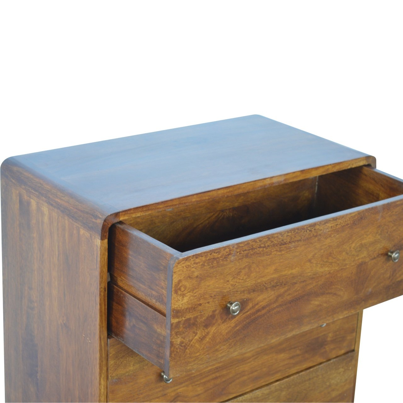 Ostuni Rustic Curved Mango Wood Chestnut Chest 3 Drawer