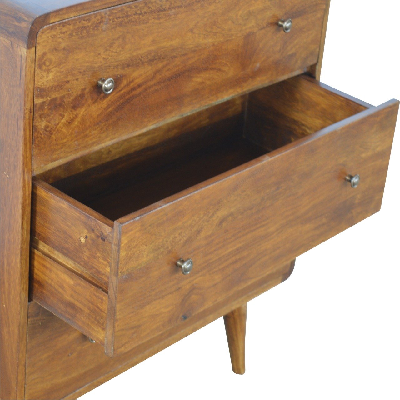 Ostuni Rustic Curved Mango Wood Chestnut Chest 3 Drawer