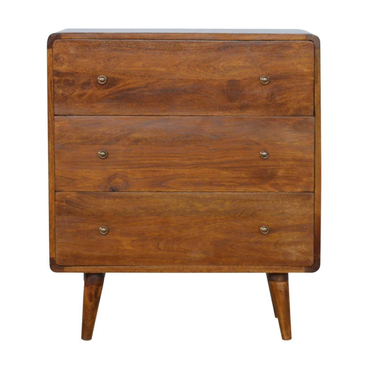 Ostuni Rustic Curved Mango Wood Chestnut Chest 3 Drawer