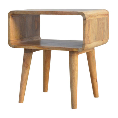 Tropea Curved Natural Mango Wood Open Shelf Bedside Table