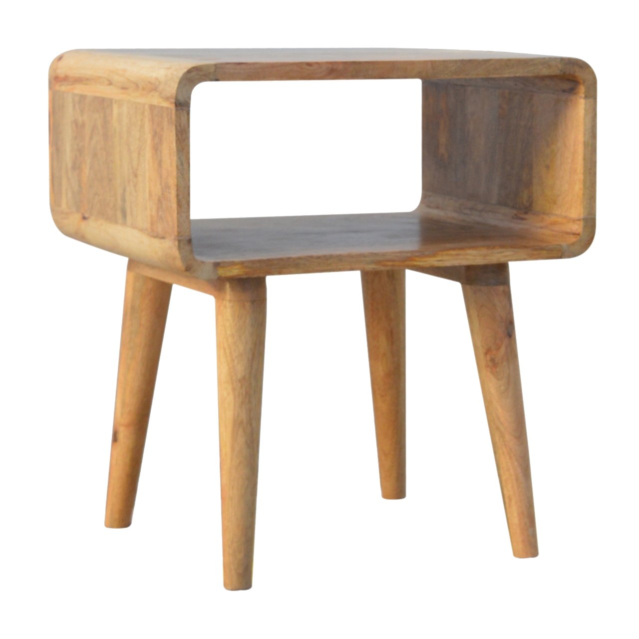 Tropea Curved Natural Mango Wood Open Shelf Bedside Table