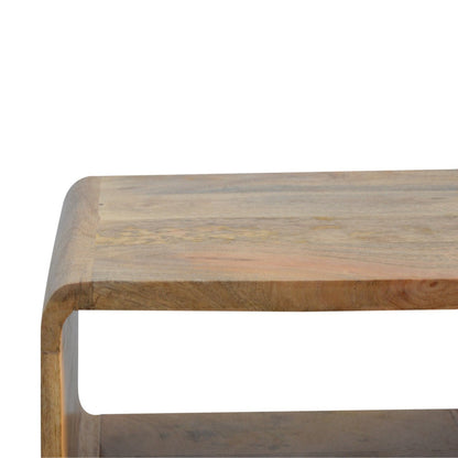 Tropea Curved Natural Mango Wood Open Shelf Bedside Table