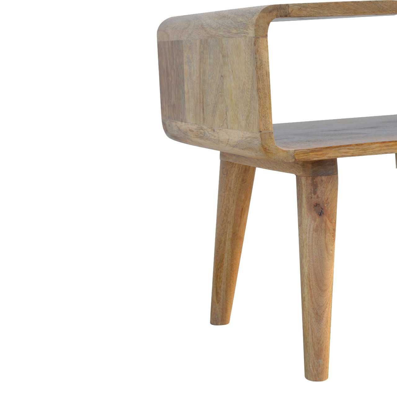 Tropea Curved Natural Mango Wood Open Shelf Bedside Table