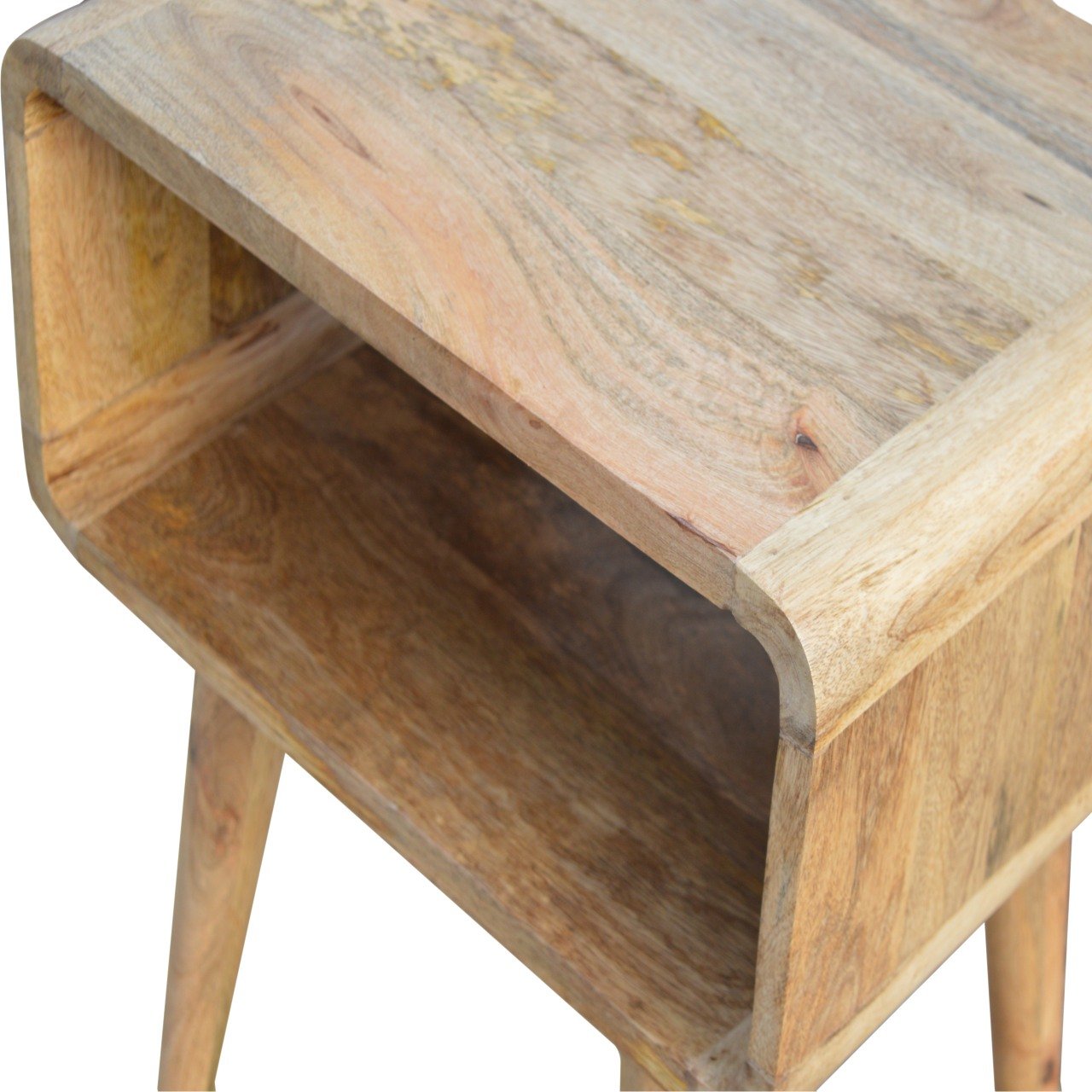 Tropea Curved Natural Mango Wood Open Shelf Bedside Table