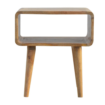 Tropea Curved Natural Mango Wood Open Shelf Bedside Table
