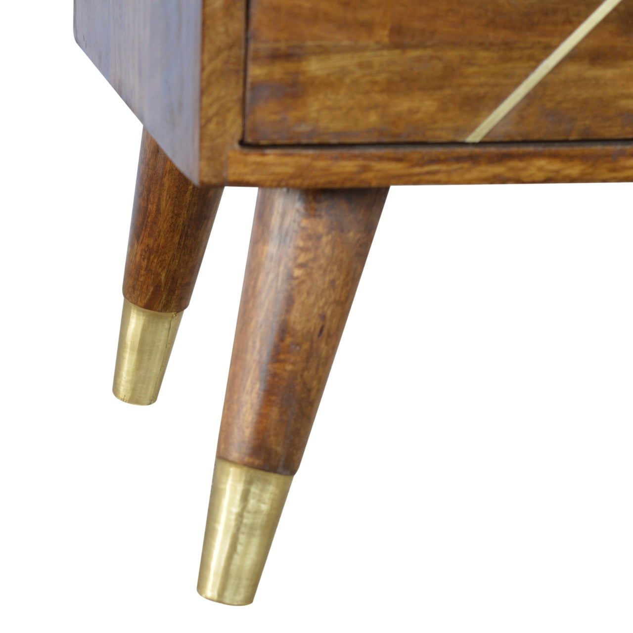 Spoleto Gold Geometric Chestnut Mango Wood Bedside Table