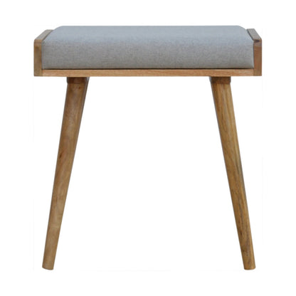 Modena Grey Tweed and Mango Wood Tray Style Footstool
