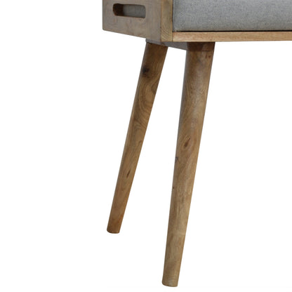 Modena Grey Tweed and Mango Wood Tray Style Footstool