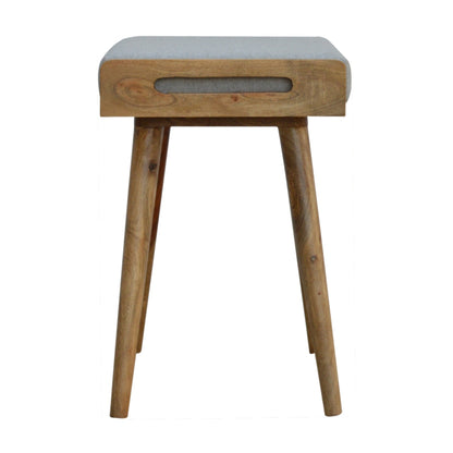 Modena Grey Tweed and Mango Wood Tray Style Footstool