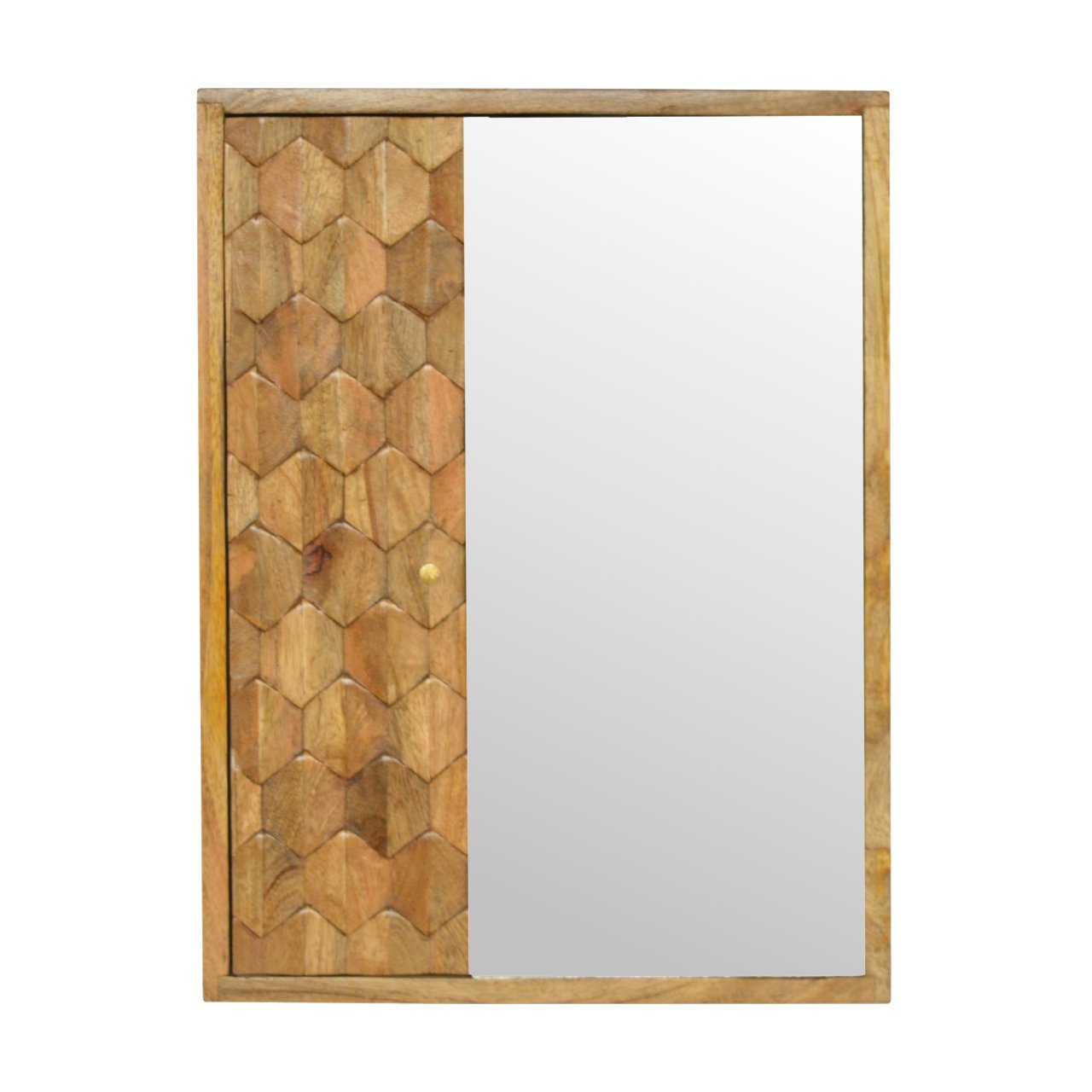 Otranto Pineapple Carved Mango Wood Mirror Cabinet
