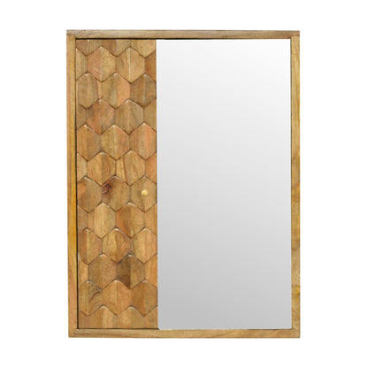 Otranto Pineapple Carved Mango Wood Mirror Cabinet