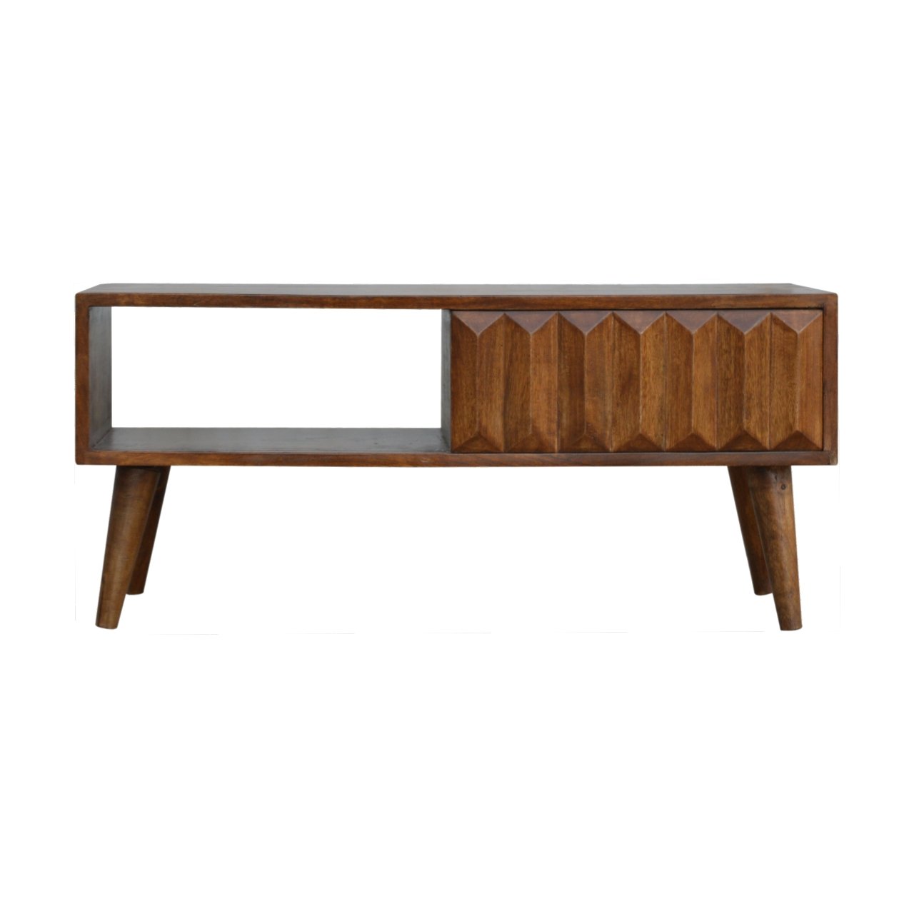Rimini Chestnut Mango Wood Sliding Door TV Media Unit