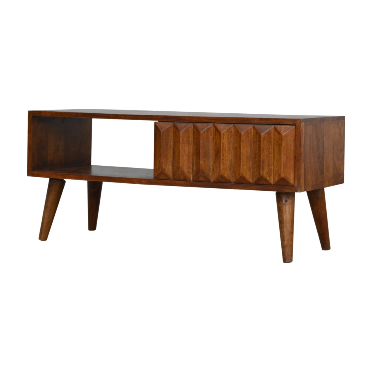 Rimini Chestnut Mango Wood Sliding Door TV Media Unit