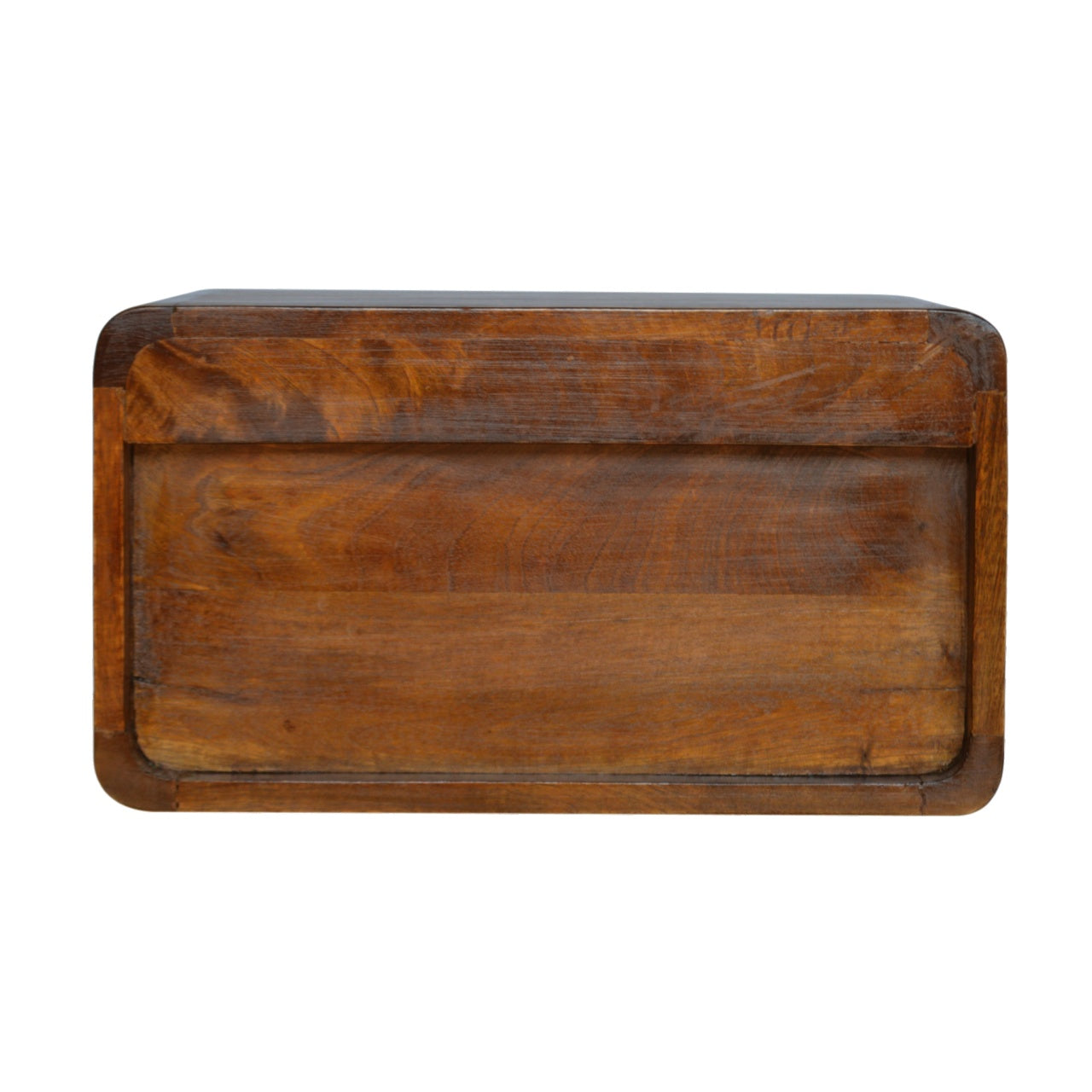 Bologna Minimalist Chestnut Mango Wood Curve Floating Bedside Table with Drawer