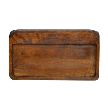 Bologna Minimalist Chestnut Mango Wood Curve Floating Bedside Table with Drawer
