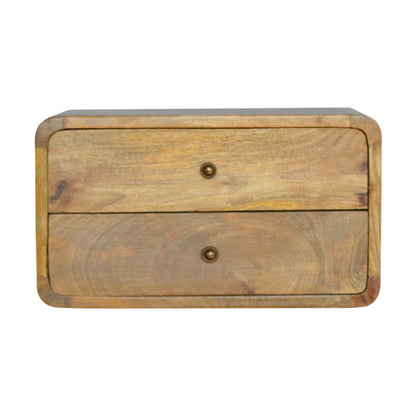 Gradara Natural Oak Mango Wood 2 Drawer Floating Bedside Table