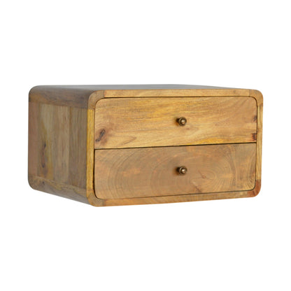 Gradara Natural Oak Mango Wood 2 Drawer Floating Bedside Table
