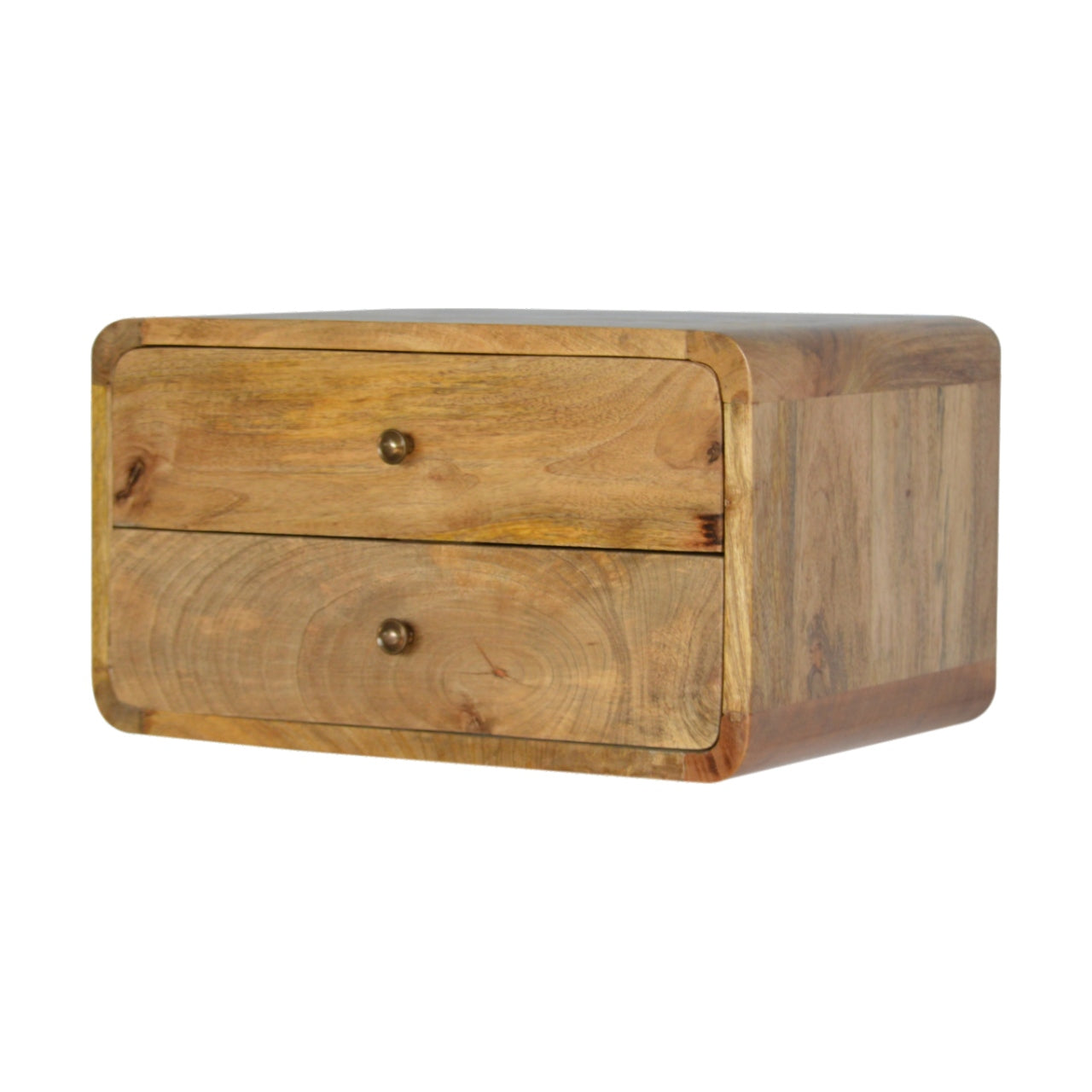 Gradara Natural Oak Mango Wood 2 Drawer Floating Bedside Table