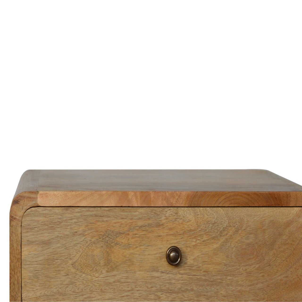 Trapani Curved Oak Mango Wood Bedside Table 2 Drawers