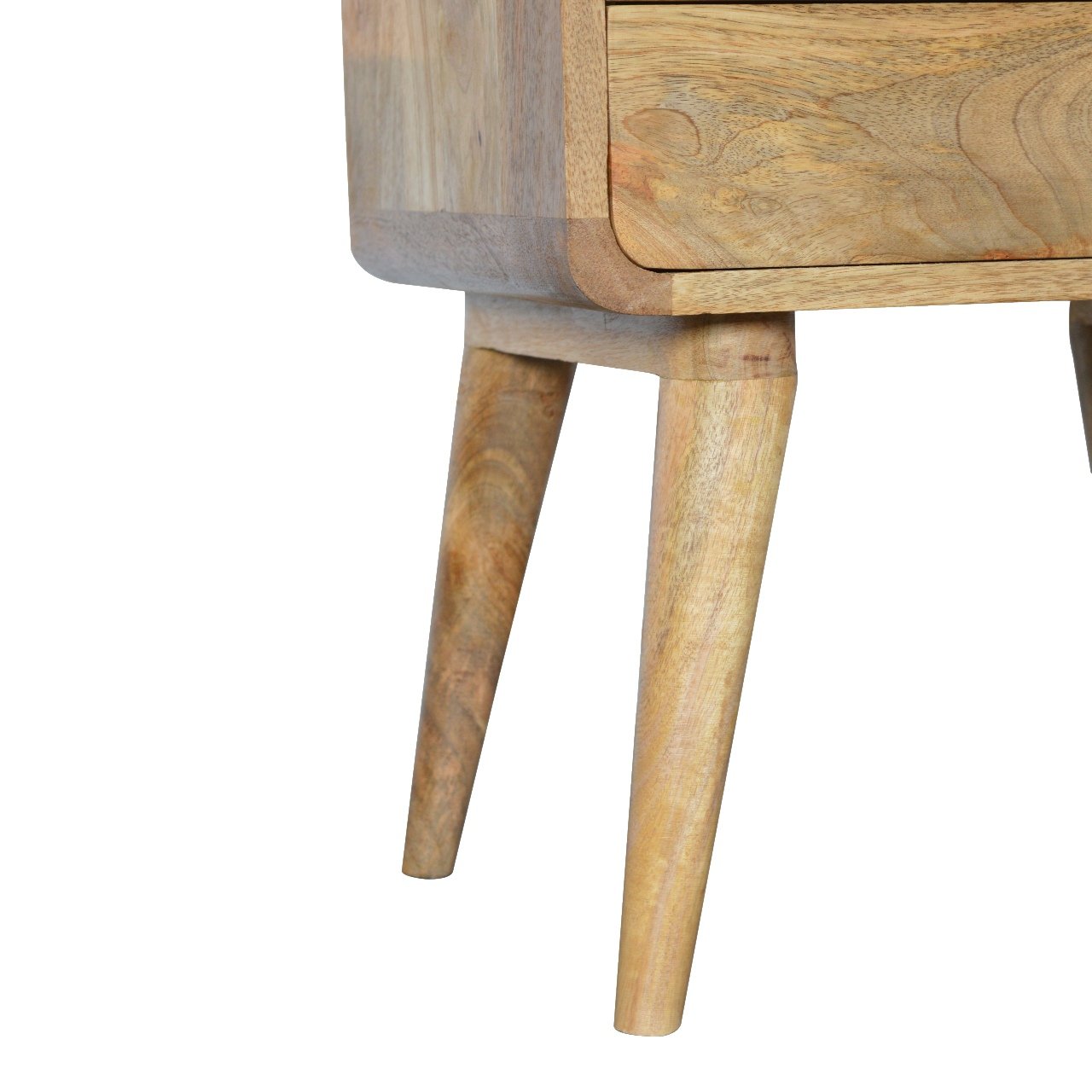 Trapani Curved Oak Mango Wood Bedside Table 2 Drawers