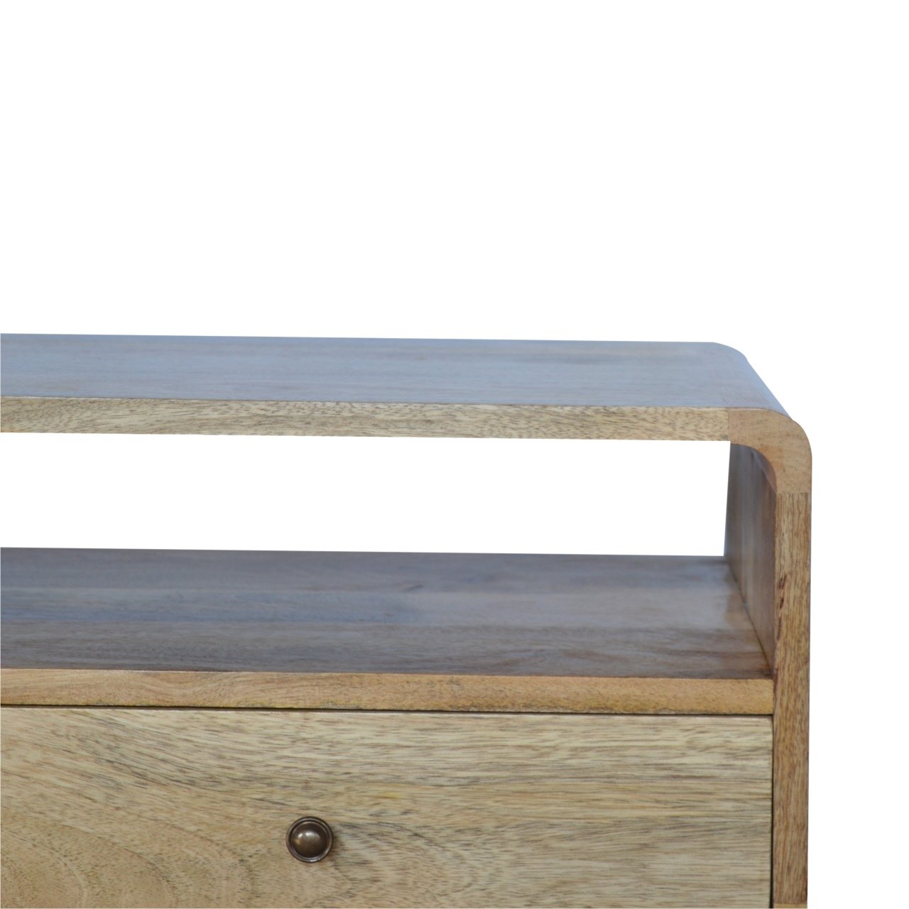 Urbino Curved Oak Mango Wood Low TV Media Unit 2 Drawers