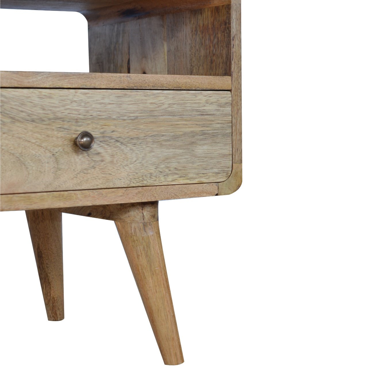 Urbino Curved Oak Mango Wood Low TV Media Unit 2 Drawers
