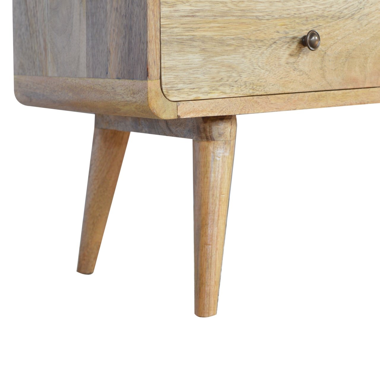 Urbino Curved Oak Mango Wood Low TV Media Unit 2 Drawers