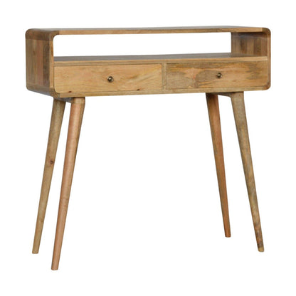 Urbino Curved Mango Wood Console Table 2 Drawer and Open Shelf