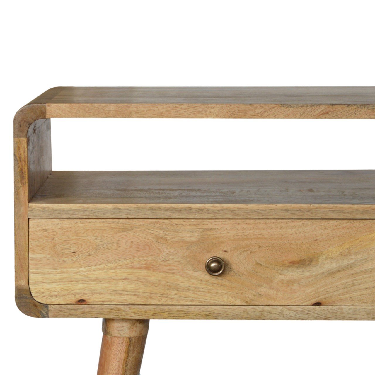 Urbino Curved Mango Wood Console Table 2 Drawer and Open Shelf