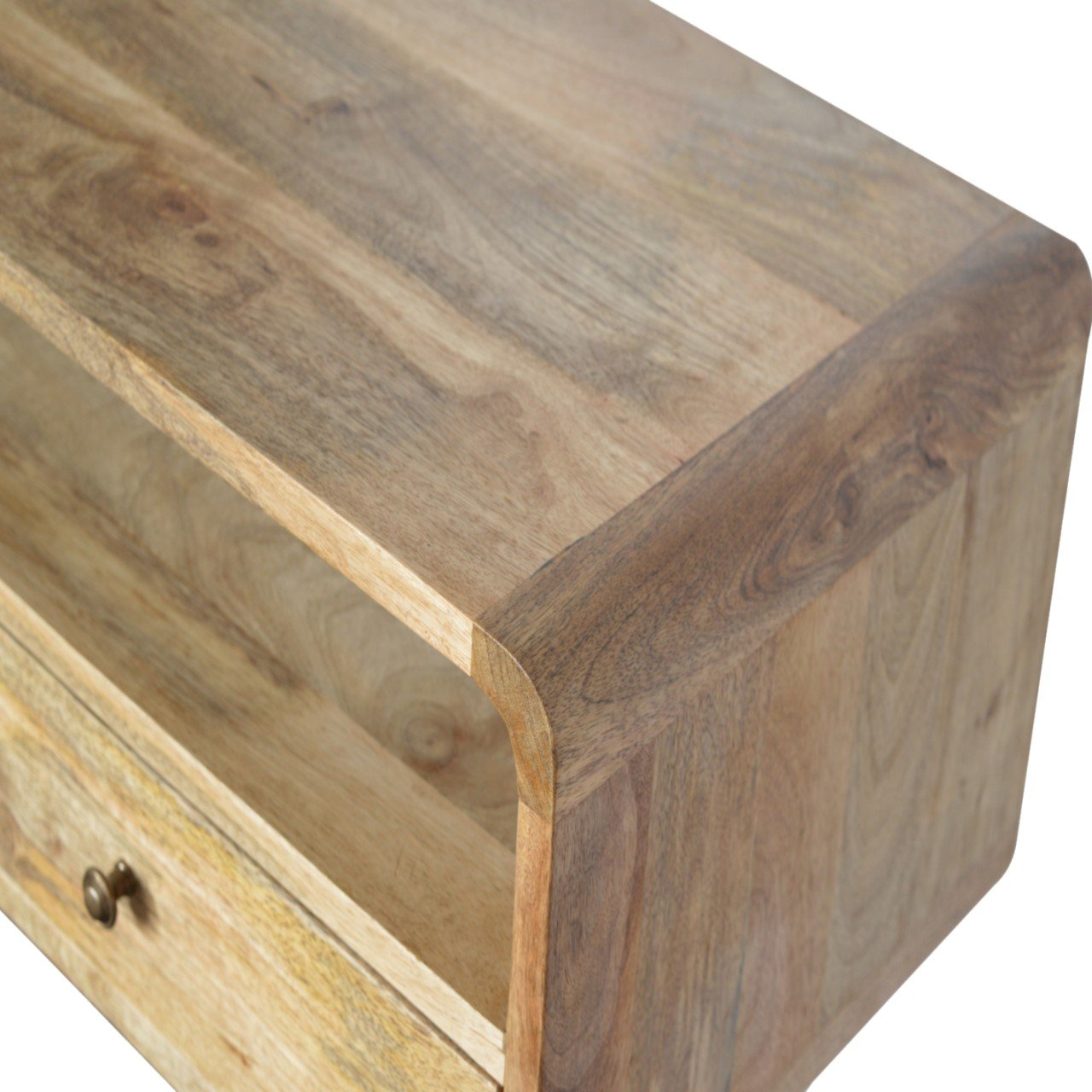 Urbino Curved Mango Wood Console Table 2 Drawer and Open Shelf