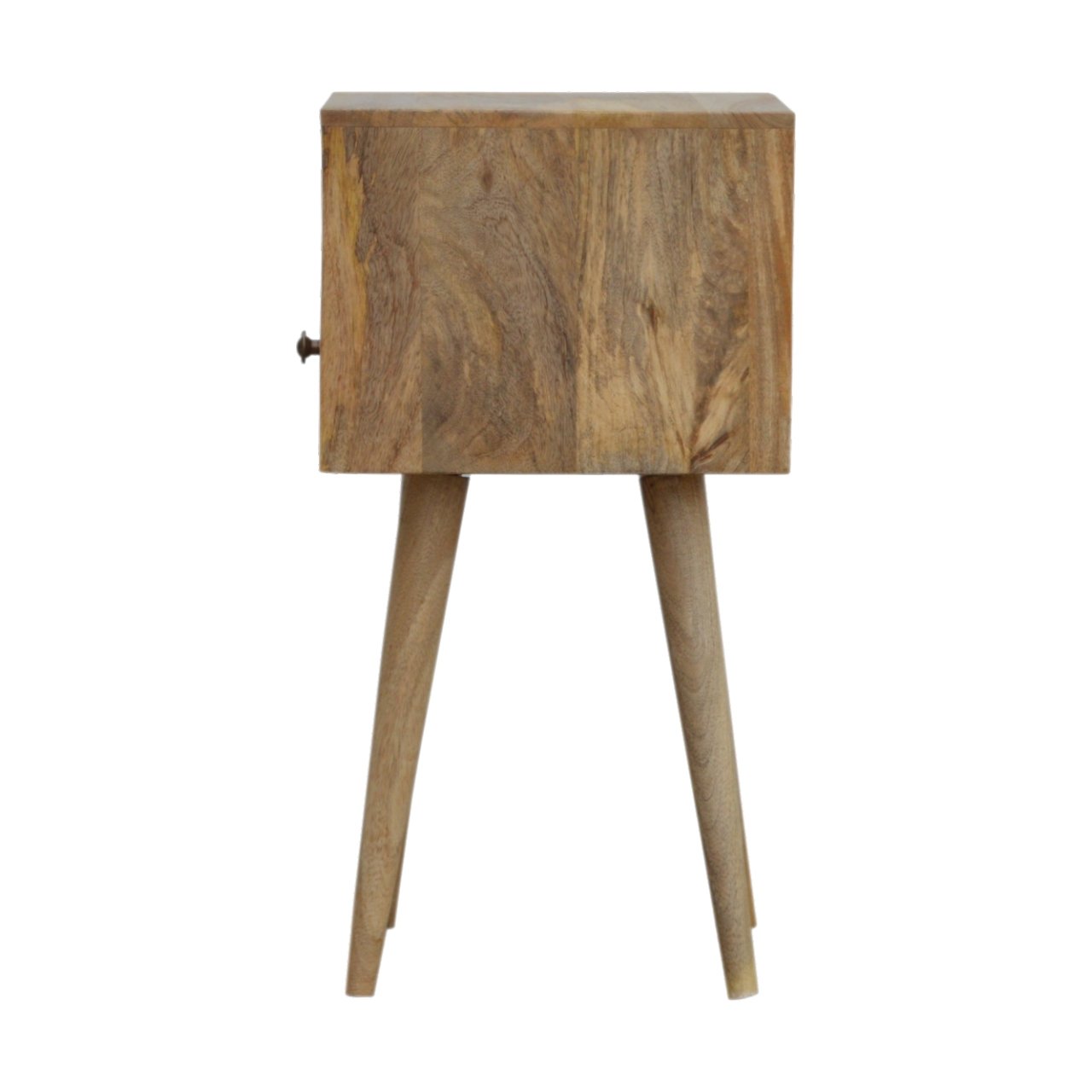 Parma Mini Oak Mango Wood Bedside Table with Drawer and Open Shelf