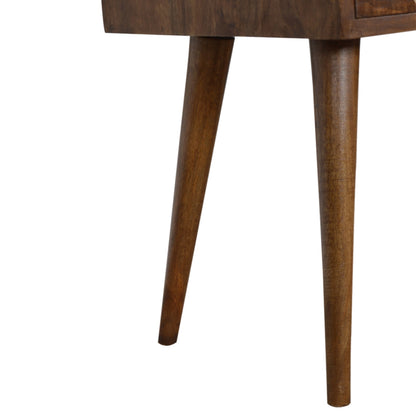 Ferrara Mini Geometric Brass Pattern Bedside Table with Drawer and Open Shelf
