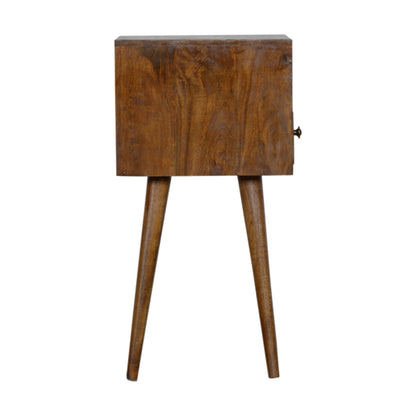 Ferrara Mini Geometric Brass Pattern Bedside Table with Drawer and Open Shelf