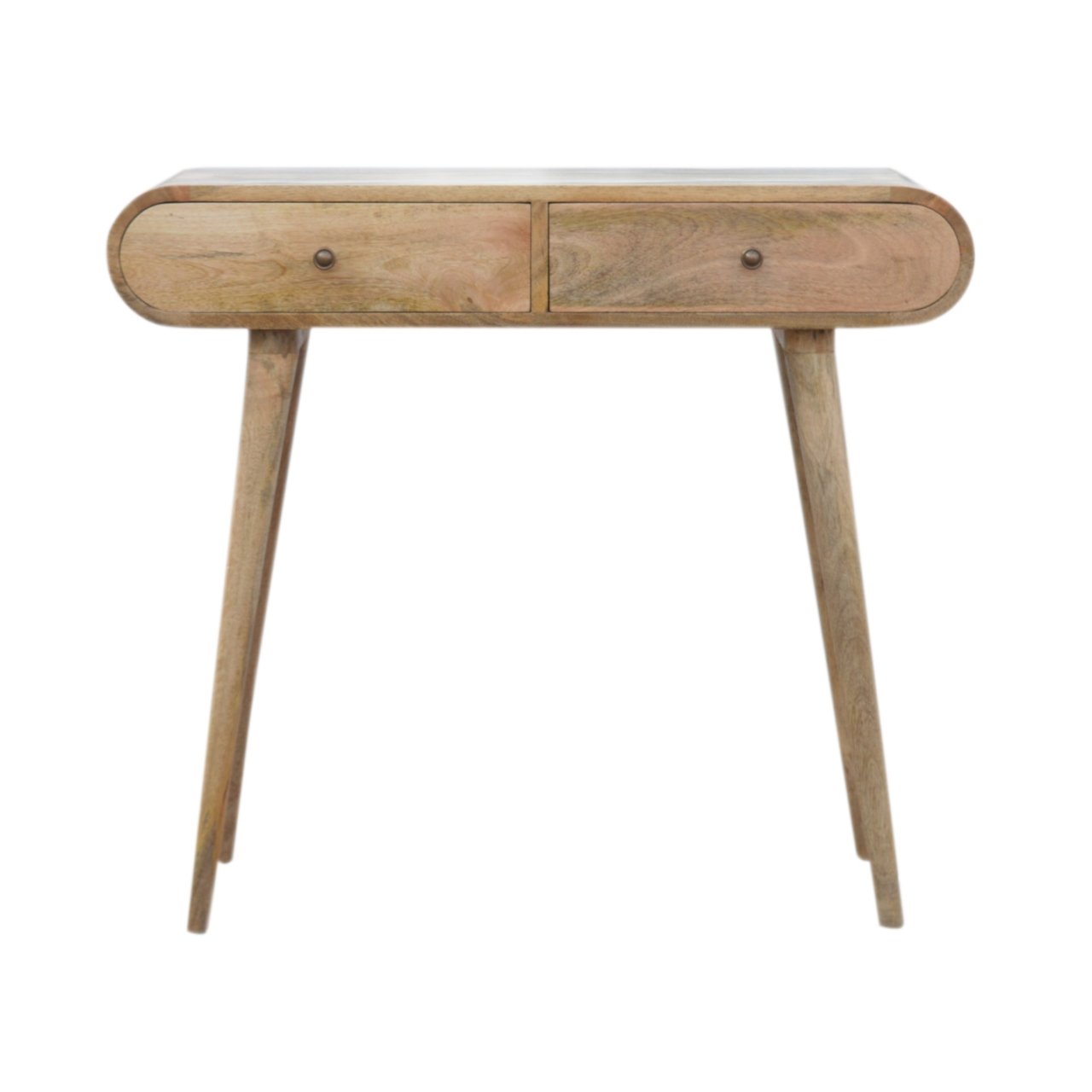 Florence Oval 2 Drawer Natural Mango Wood Console Table