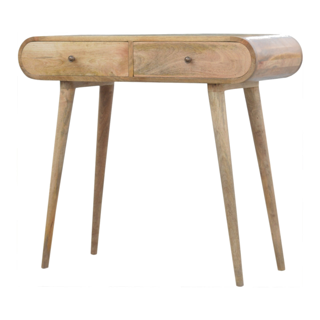 Florence Oval 2 Drawer Natural Mango Wood Console Table