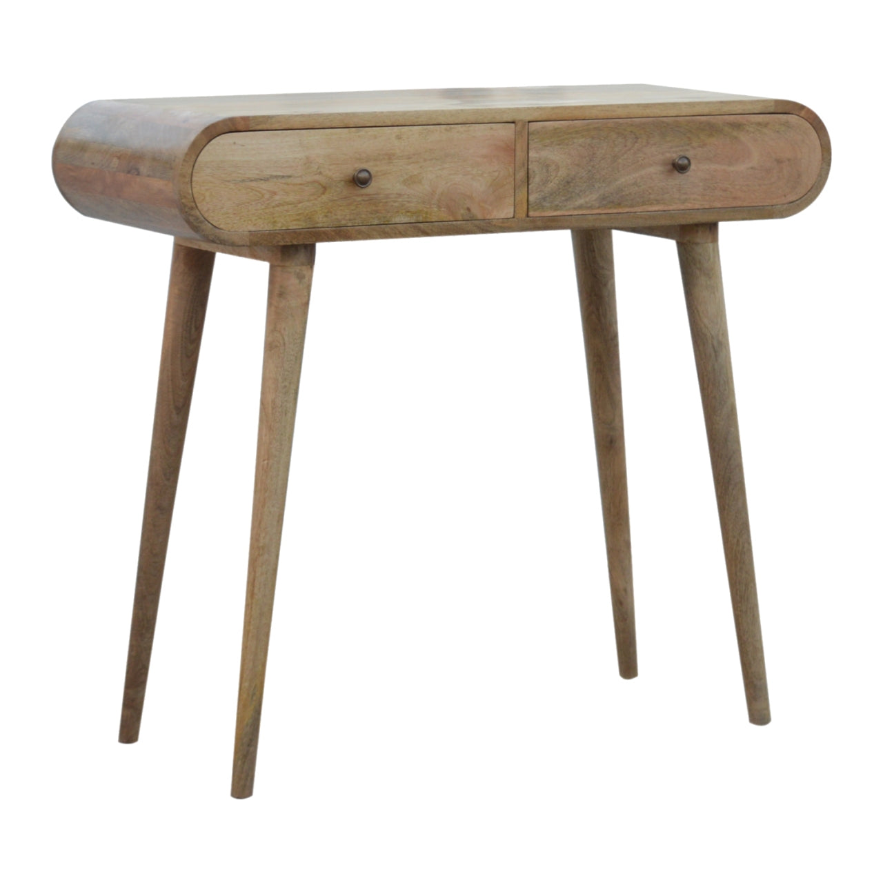 Florence Oval 2 Drawer Natural Mango Wood Console Table