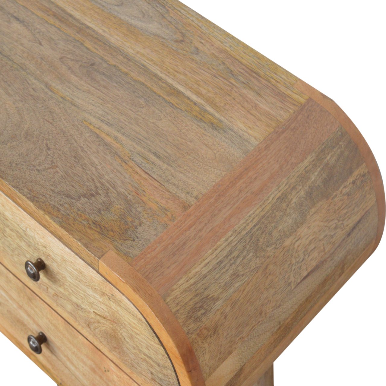 Verona Natural Mango Wood Oval TV Media Unit 2 Drawers and Open Shelf