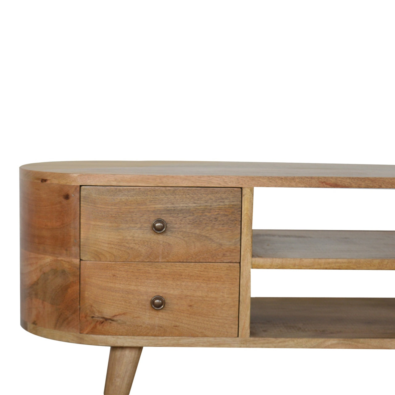 Padua Round Natural Mango Wood Entertainment TV Unit 4 Drawers