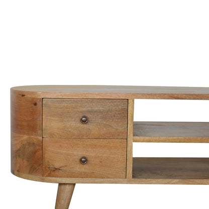 Padua Round Natural Mango Wood Entertainment TV Unit 4 Drawers