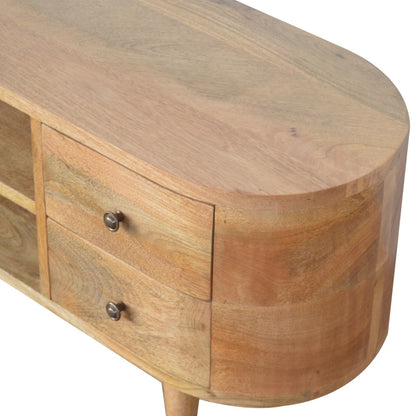Padua Round Natural Mango Wood Entertainment TV Unit 4 Drawers