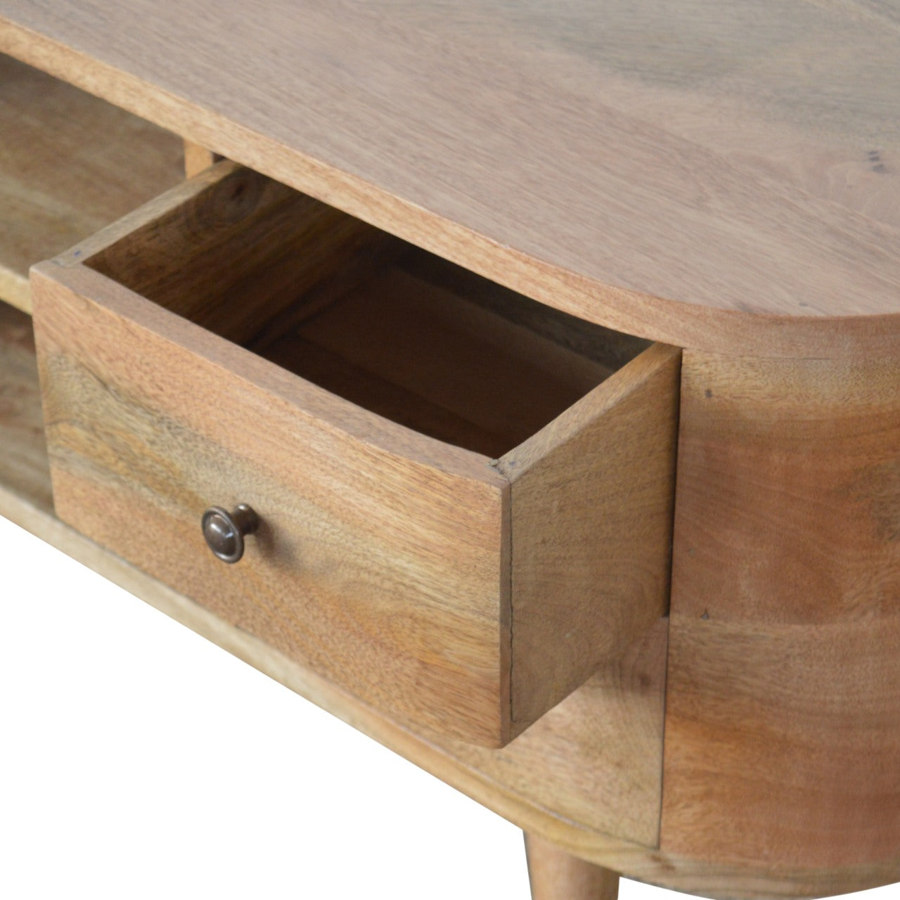 Padua Round Natural Mango Wood Entertainment TV Unit 4 Drawers