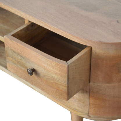 Padua Round Natural Mango Wood Entertainment TV Unit 4 Drawers