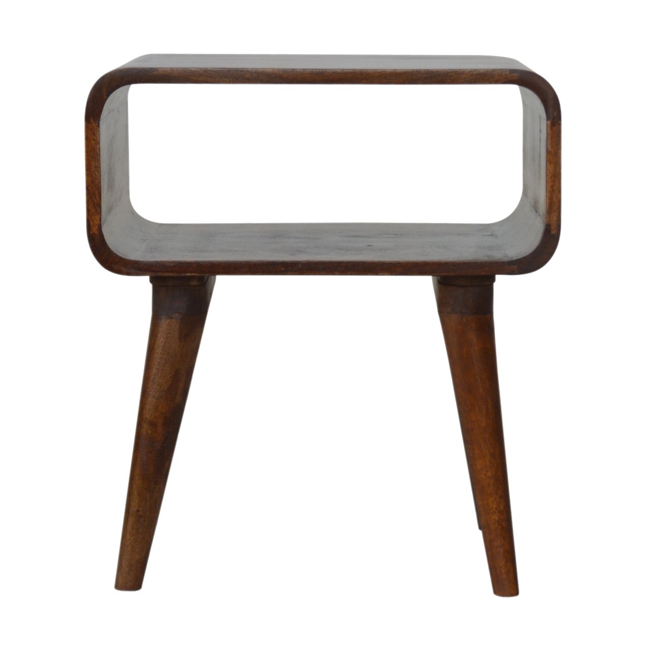 Tropea Curved Chestnut Mango Wood Open Shelf Bedside Table