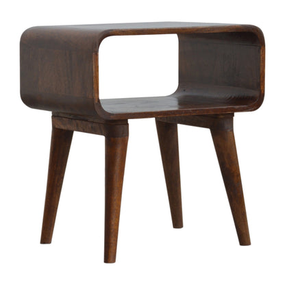 Tropea Curved Chestnut Mango Wood Open Shelf Bedside Table