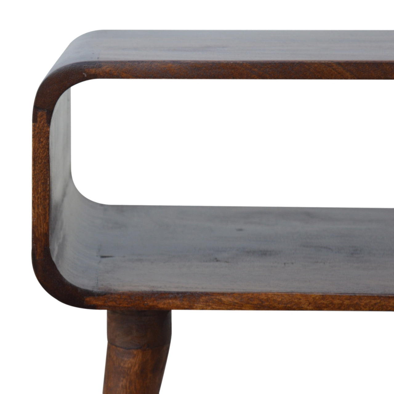 Tropea Curved Chestnut Mango Wood Open Shelf Bedside Table