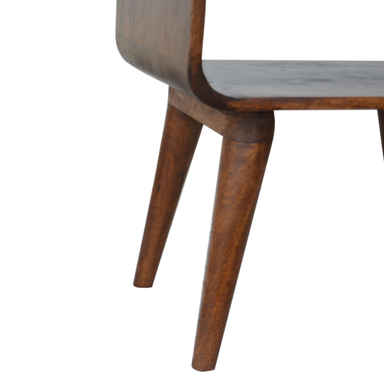 Tropea Curved Chestnut Mango Wood Open Shelf Bedside Table